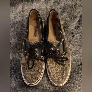 Sperry Women's Leopard Print Loafers - Black and Tan